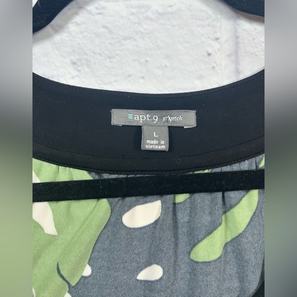 Apt. 9 Black and Green Tropical Leaf Print Dress. Size Large #summerdress - Picture 3 of 8